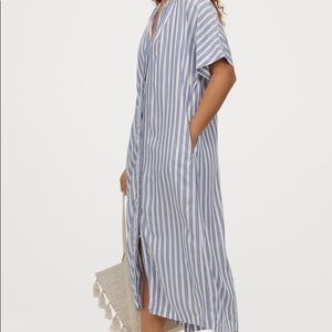 Blue + White Striped Kaftan Dress